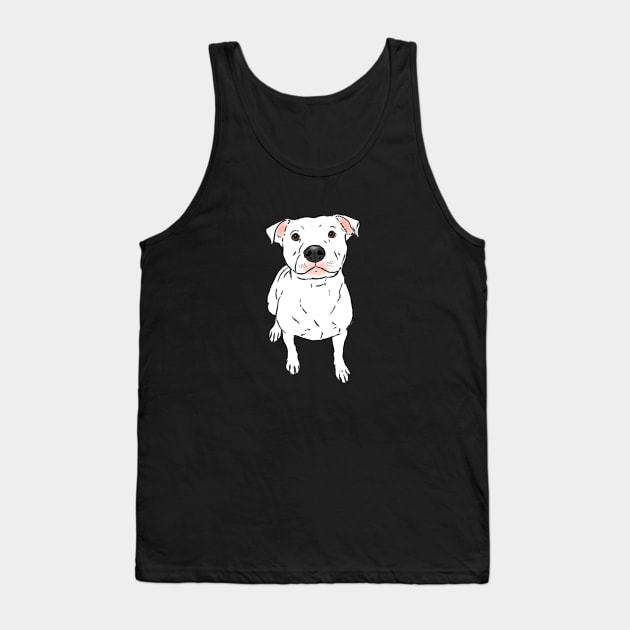 White Pitbull, Sitting Pittie Tank Top by sockdogs